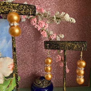 Gold Plated Acrylic & Rhinestone Earrings